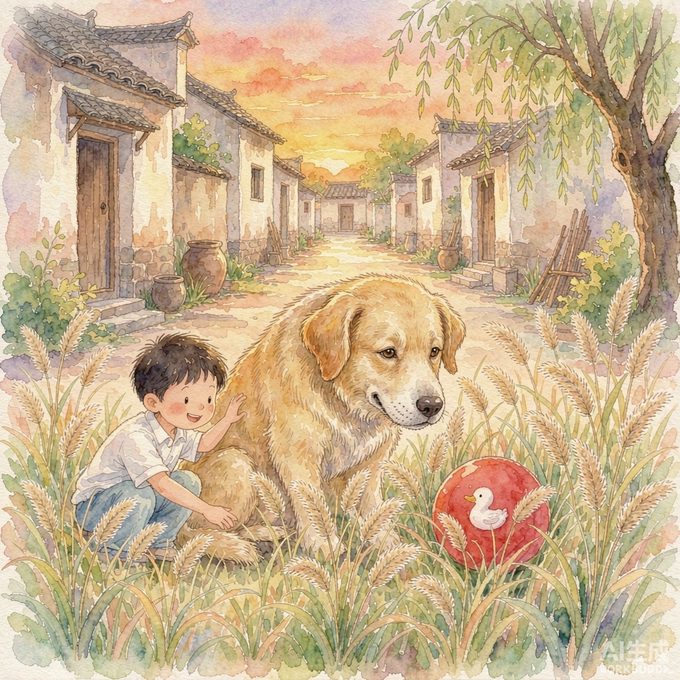 老狗阿黄和滚走的皮球