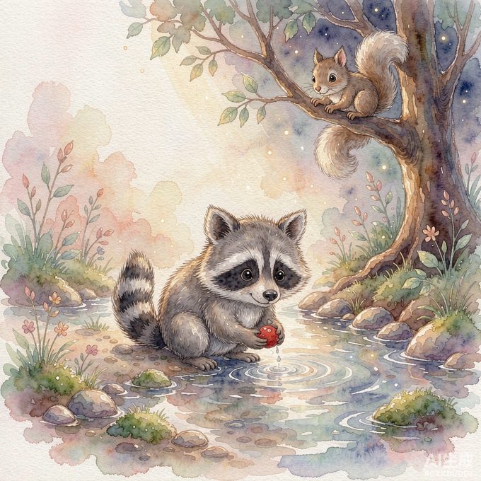 小浣熊搓搓的月光小水盆