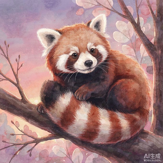 小熊猫茸茸的红尾巴围巾