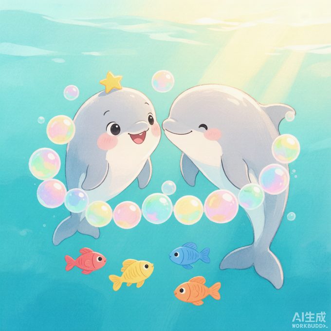 小海豚波波的彩虹泡泡舞会