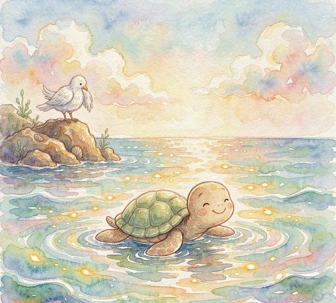 小海龟点点的晒太阳时间