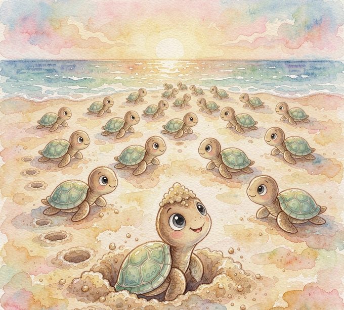 小海龟点点的破壳第一天