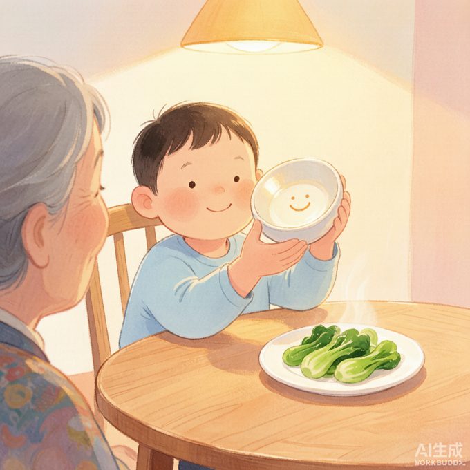 康康和碗里的小笑脸