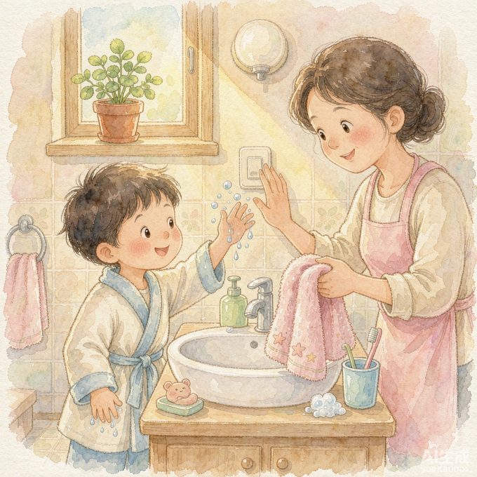 洗完手没擦干，我就去按开关——妈妈一声