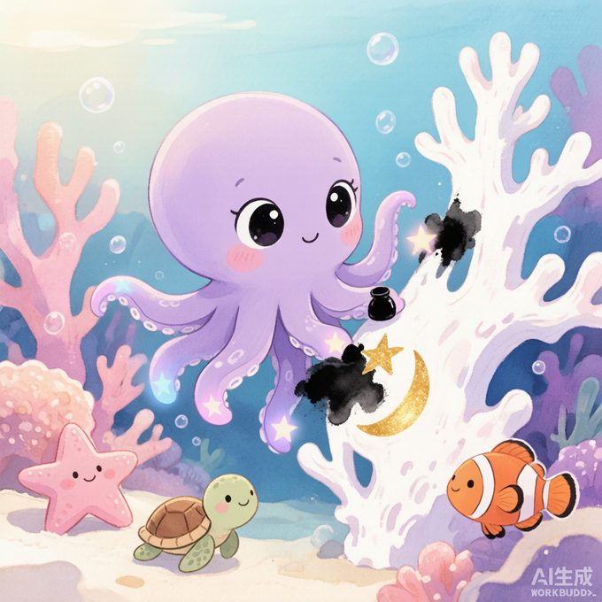 小章鱼奇奇的墨汁小画笔