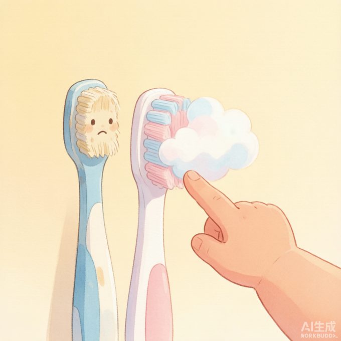 牙刷要选软毛毛