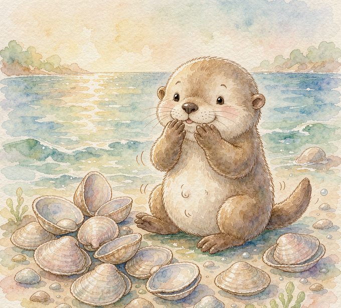 小海獭淘淘打嗝了