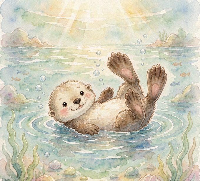 小海獭淘淘的脚蹼小扇子