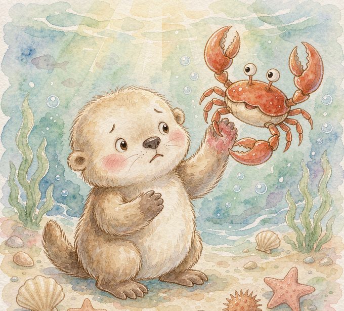 小海獭淘淘的横着走