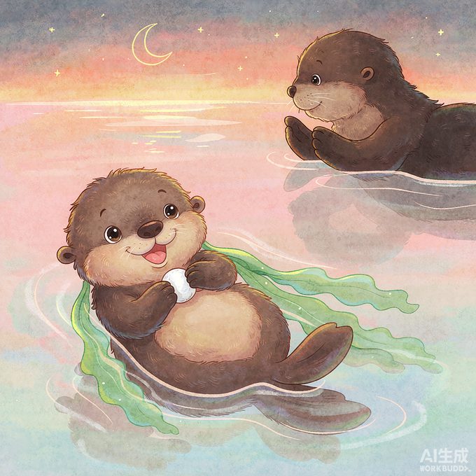 小海獭淘淘的软软海草被
