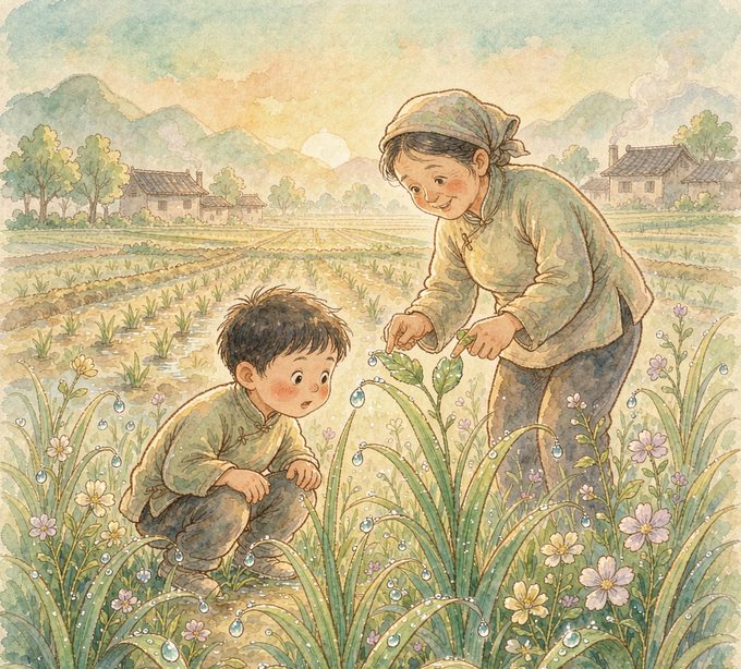 草尖上的水珠