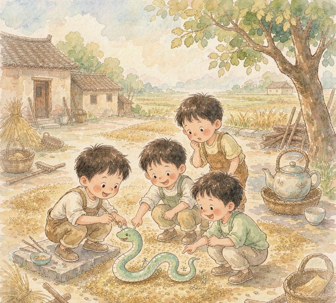 泥地上的一条蛇