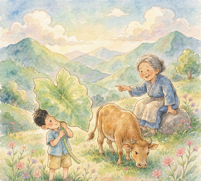一片叶子挡住了山