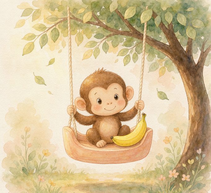 《小猴子的杏色小秋千》