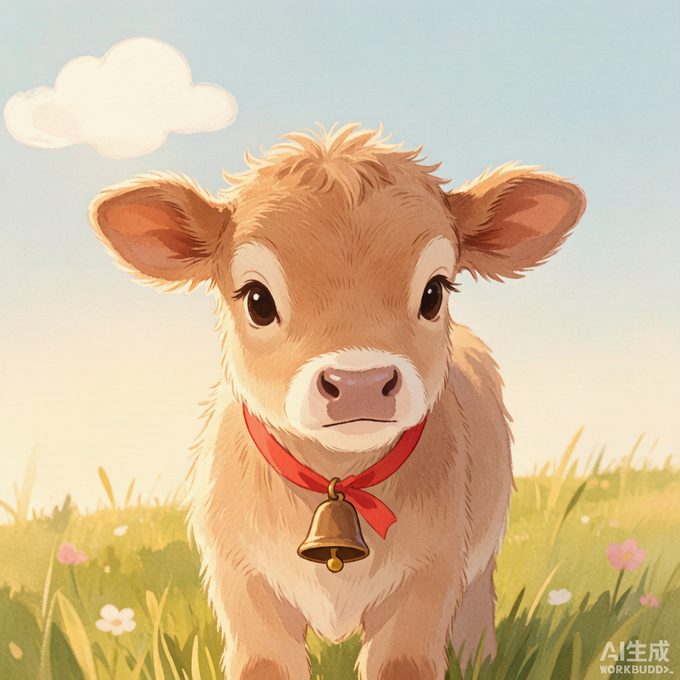 小牛哞哞的棕色小铃铛